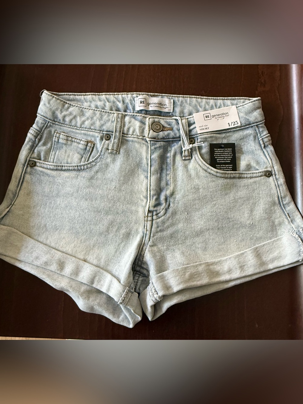 Light Wash Rolled-Hem Denim Shorts — Women's